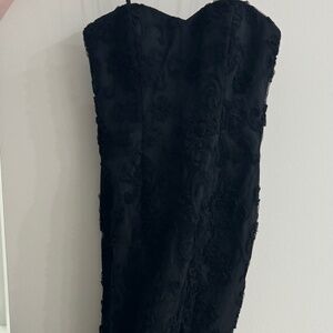 Black lace evening gown